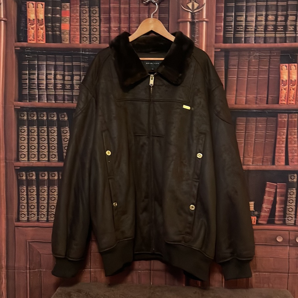 Brown Sean John Jacket with a faux fur collar